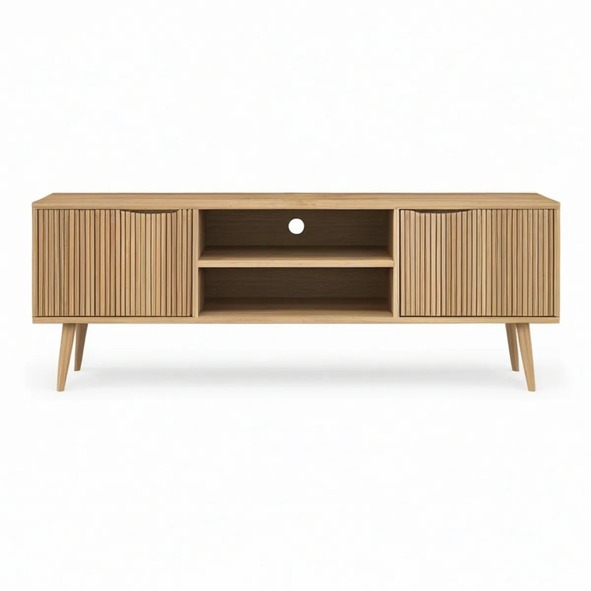 TV-Lowboard aus MDF mit Eichenfurnier in Natur-Eiche, 180 x 40 x 60 cm