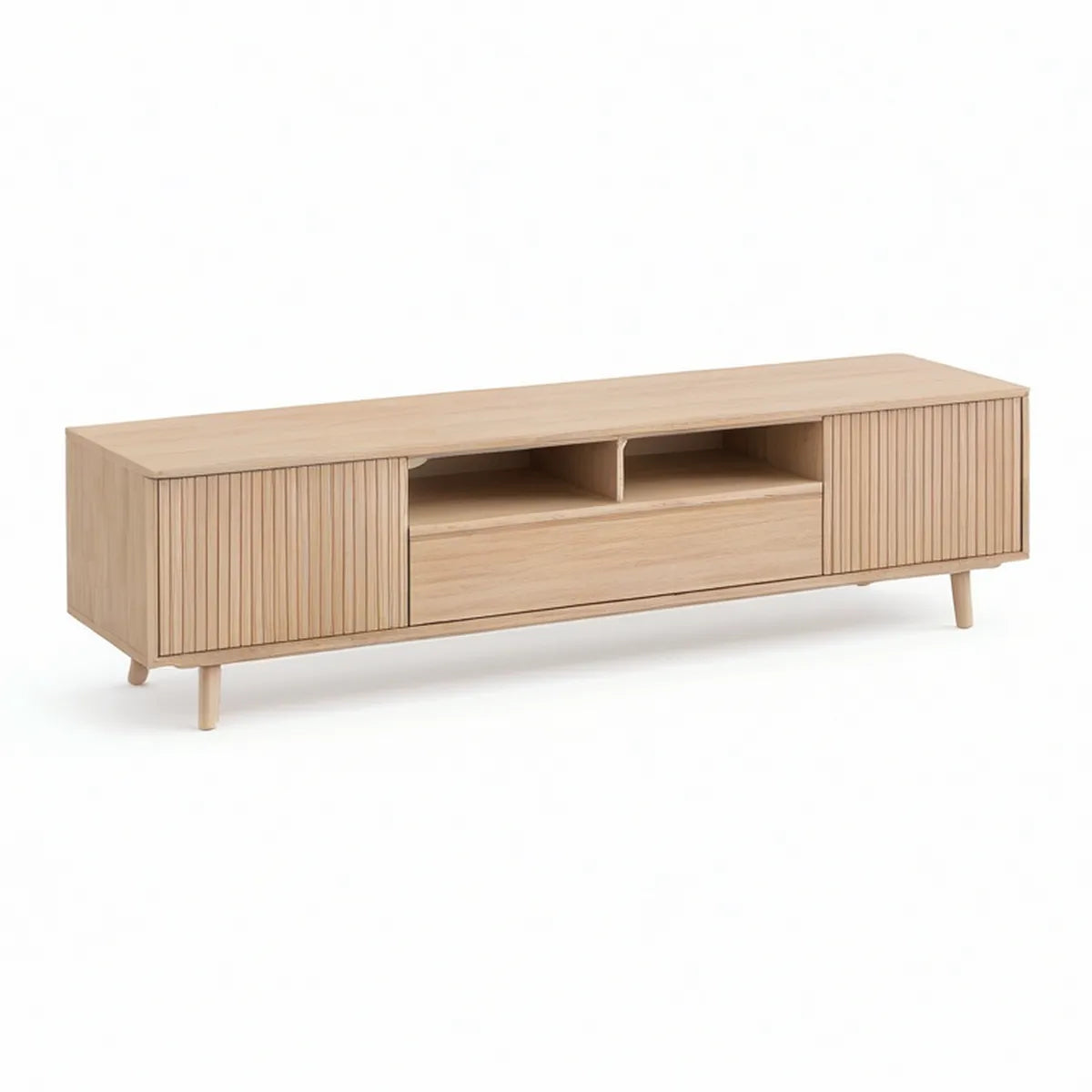 TV-Lowboard aus MDF mit Eichenfurnier in Natur, 180 x 40 x 55 cm