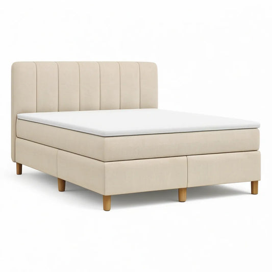 Gepolstertes Doppelbett mit Kaltschaummatratze 180 x 200 cm Beige